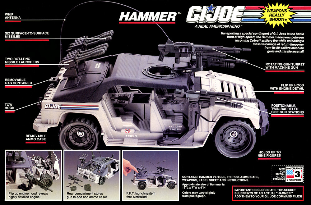 1990 GI Joe ARAH Cobra Hammer Humvee Steering Wheel Shaft Column Part 