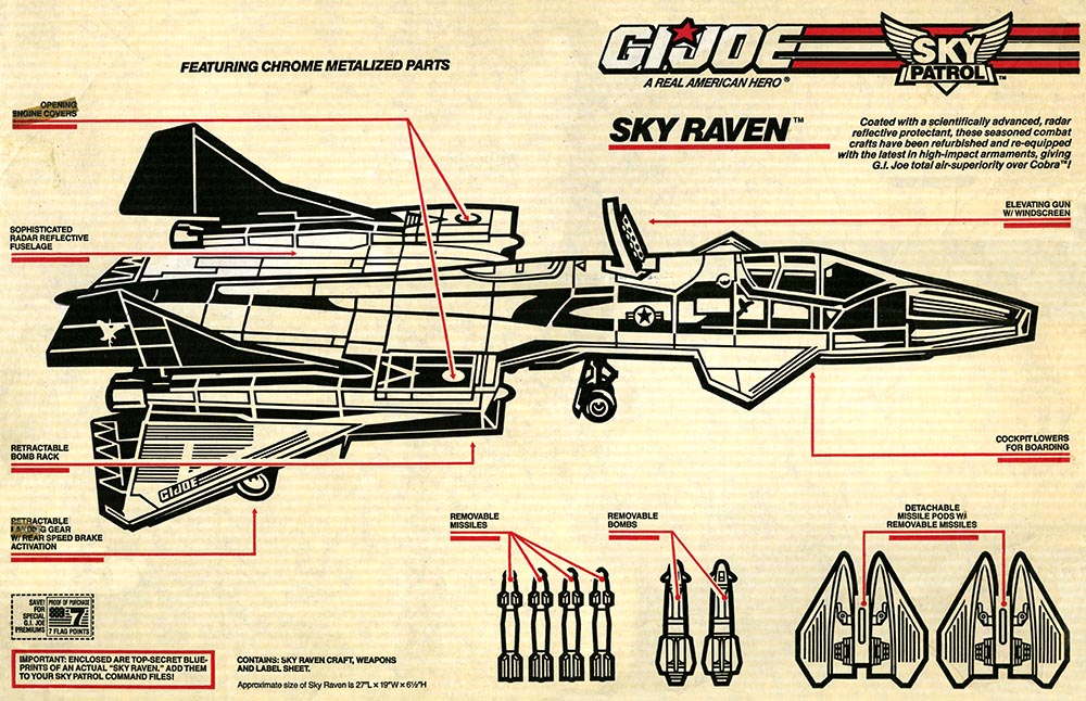 GI Joe 1990 Sky Patrol SKY RAVEN Missile Pod 
