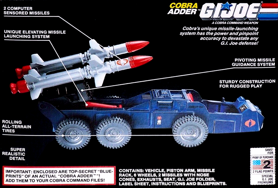 GI Joe Adder COMPLETE MISSILE NOSE CONE & EXHAUST SET part 1988 Cobra g.i 