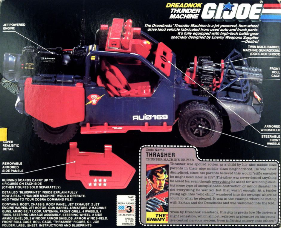 GI Joe Vehicle Dreadnok Thunder Machine Light Bar w Sticker 1986 Original Part 