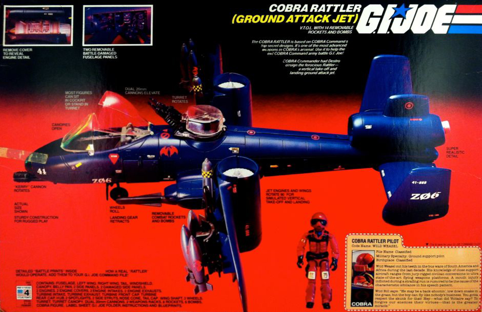 1984 Cobra Rattler attaque Jet DAV Roue Original véhicule partie Gi Joe JTC 742O 