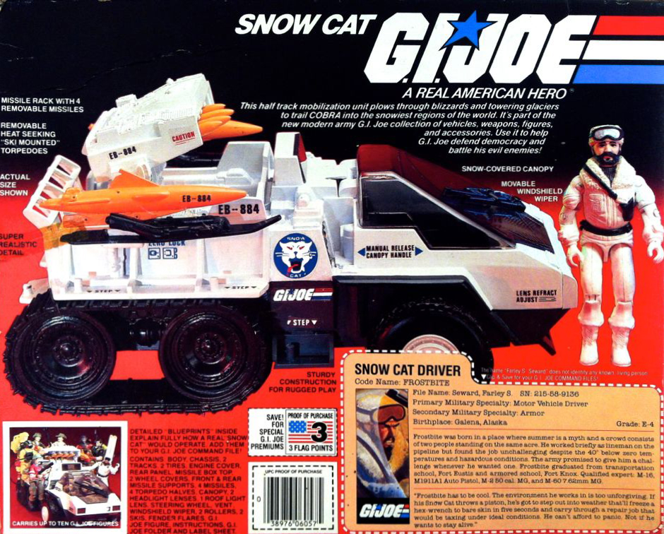 1985 GI JOE SNOW CAT ORIGINAL SPARE PART MISSILE TORPEDO HASBRO 